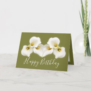 Tarjeta Floral Bouquet White Calla Lilies Cumpleaños Flora