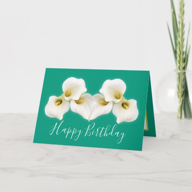 Tarjeta Floral Bouquet White Calla Lilies Cumpleaños Flora (Anverso)