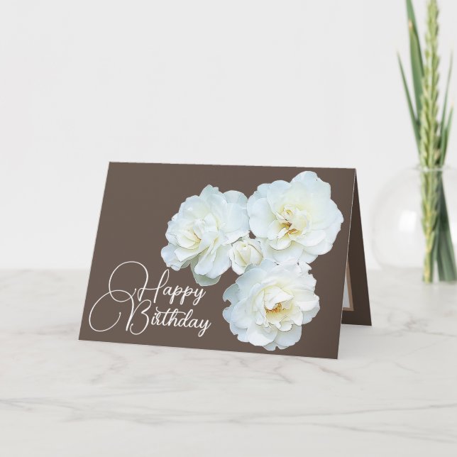 Tarjeta Floral Bouquet White Roses Flower Girl Cumpleaños (Anverso)