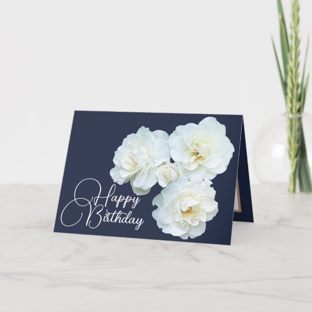 Tarjeta Floral Bouquet White Roses Flower Girl Cumpleaños (Anverso)