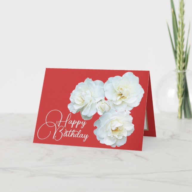 Tarjeta Floral Bouquet White Roses Flower Girl Cumpleaños (Anverso)