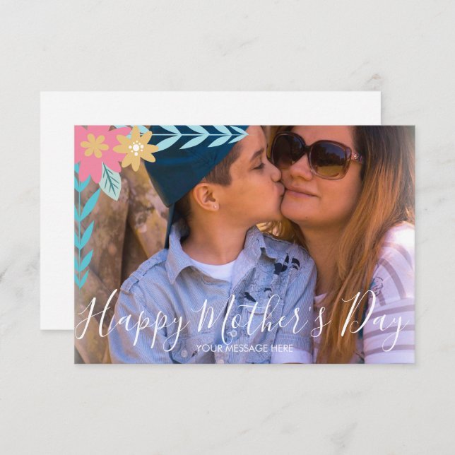Tarjeta Floral Branches Greenery Happy Mother's Day Card (Anverso / Reverso)