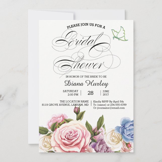 Tarjeta Floral Bridal Shower 03 (Anverso)