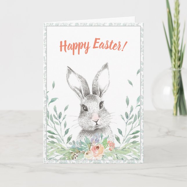 Tarjeta Floral Bunny Easter (Anverso)