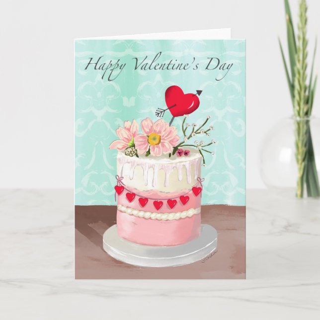 Tarjeta Floral Cake Valentine’s Card (Anverso)