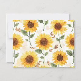 Tarjeta floral caprichosa de acuarela de girasoles