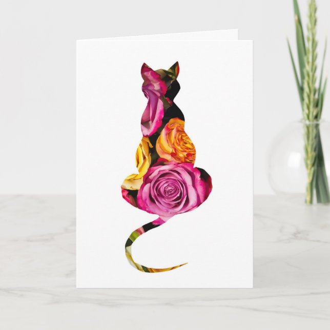 Tarjeta Floral Cat Birthday Card (Anverso)