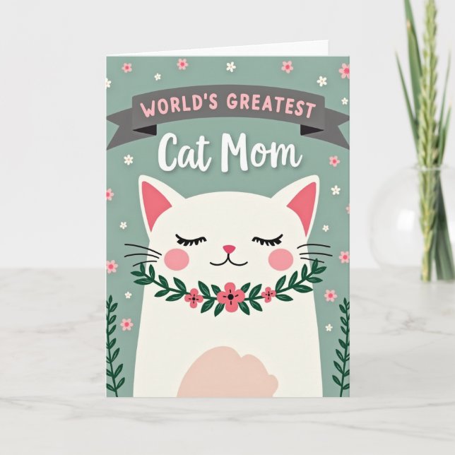 Tarjeta Floral Cat Mothers Day Card (Anverso)