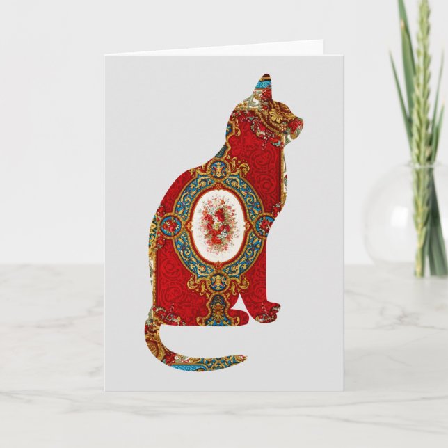 Tarjeta Floral Cat Vintage Serie 12 (Anverso)