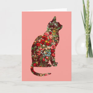Tarjeta Floral Cat Vintage Serie 13