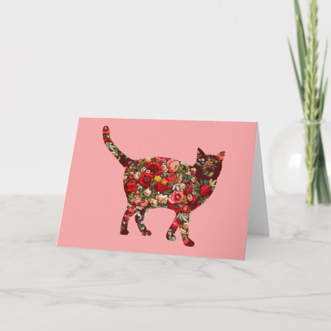 Tarjeta Floral Cat Vintage Serie 9 (Anverso)