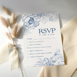 Tarjeta Floral Chinoiserie Wedding RSVP