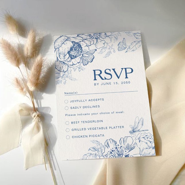 Tarjeta Floral Chinoiserie Wedding RSVP (Subido por el creador)