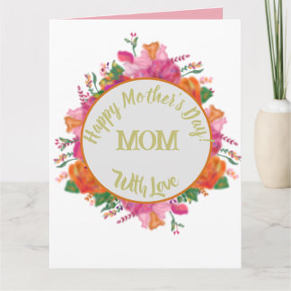 Tarjeta Floral Circle Banner Mother's Day Pink