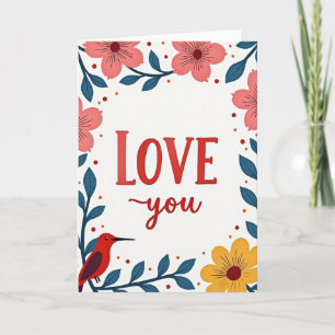 Tarjeta floral clásica de amor