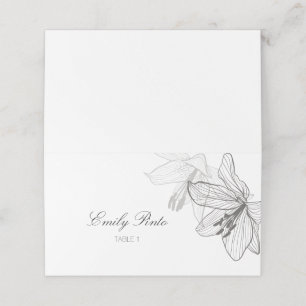 Tarjeta Floral Classic plegable en blanco y negro