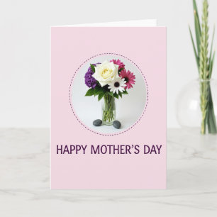 Tarjeta floral con borde discontinuo