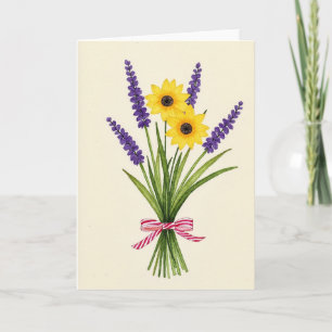 Tarjeta floral con cinta rayada