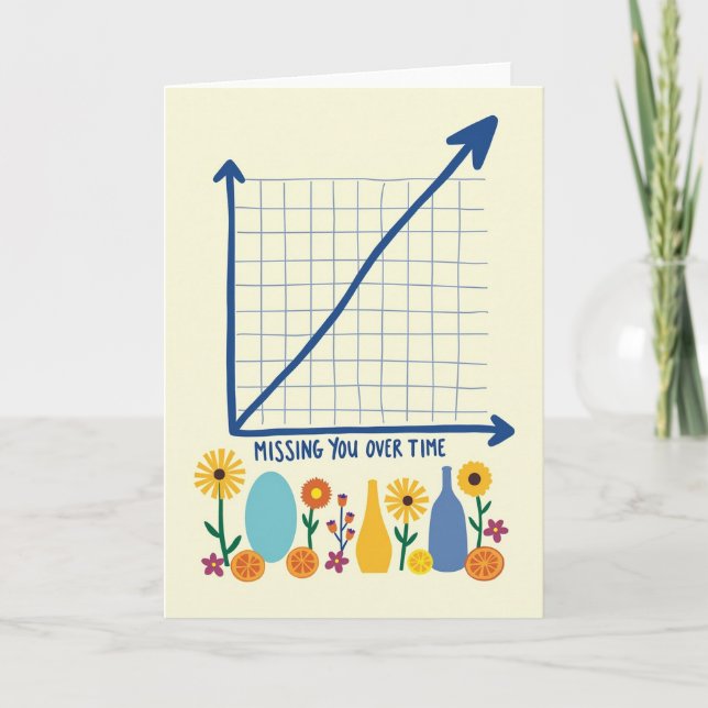 Tarjeta floral con gráfico de te echo de menos (Anverso)