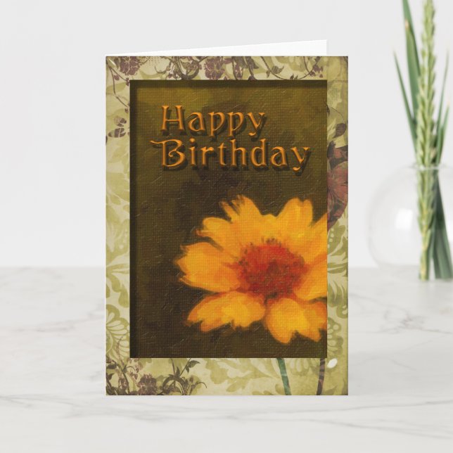 Tarjeta floral con marco de cumpleaños (Anverso)