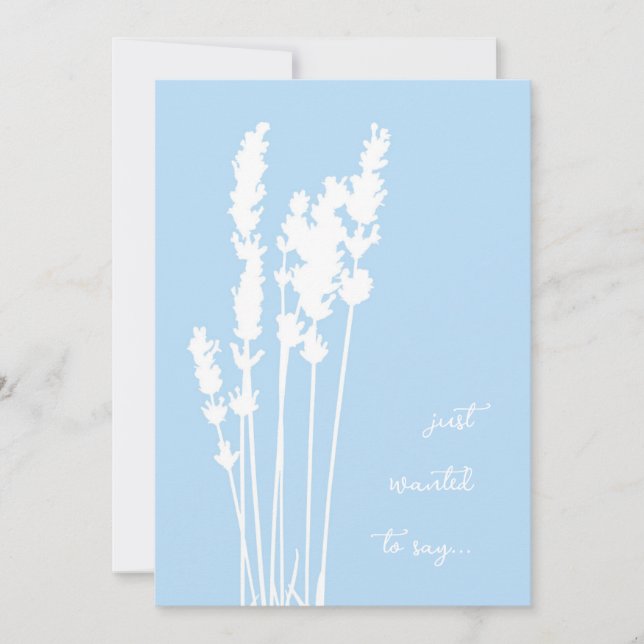 Tarjeta floral con siluetas azules y blancas (Anverso)