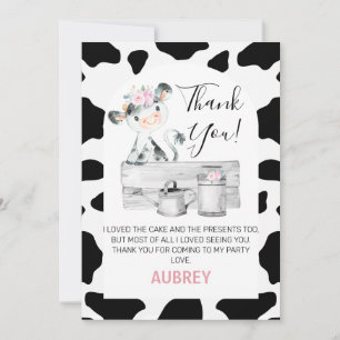 Tarjeta Floral Cow Print Birday