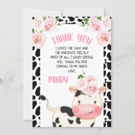 Tarjeta Floral Cow y Cow Print Birday