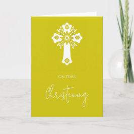 Tarjeta Floral Cross Card Christening Yellow