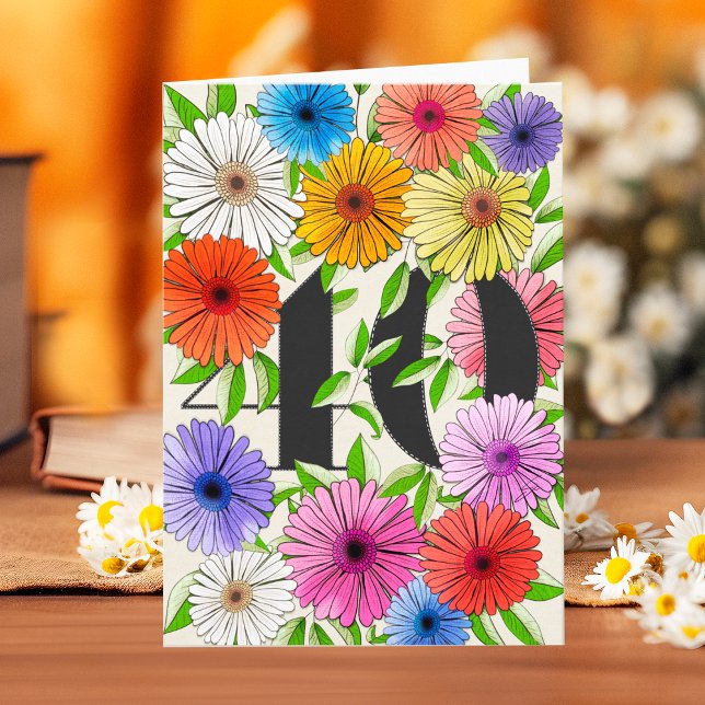 Tarjeta Floral Cumpleaños 40 Personalizada Rústica (Subido por el creador)