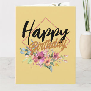 Tarjeta Floral cumpleaños floridos colores claros enmarcad