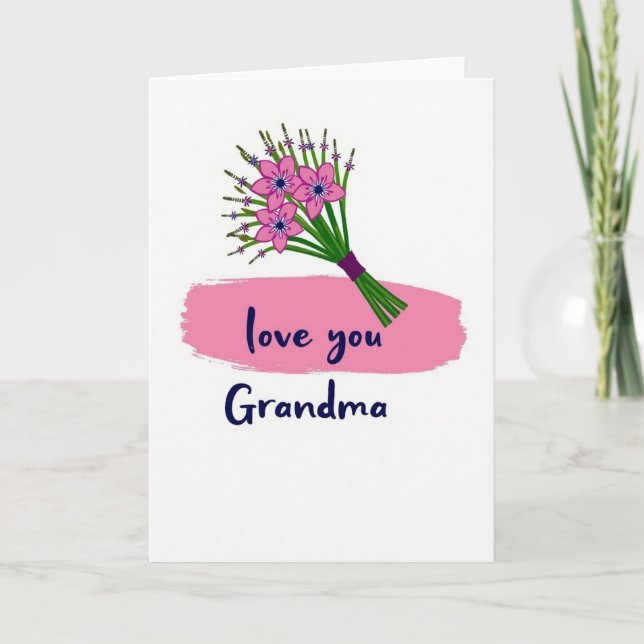 Tarjeta Floral de Abuela Te Amo (Anverso)