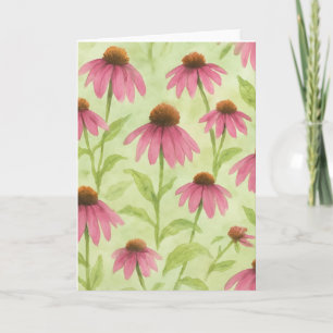 Tarjeta floral de acuarela de cono de flor rosa en
