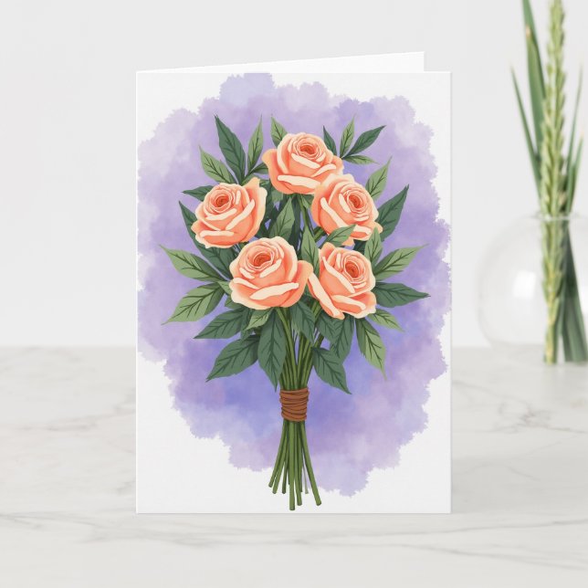 Tarjeta floral de acuarela de melocotón (Anverso)