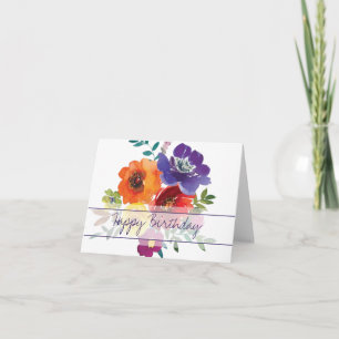 Tarjeta floral de acuarela de primavera brillante