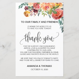 Tarjeta Floral de agradecimiento al Naranja Borgoñ