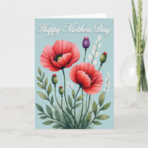 Tarjeta Floral de Amapola de Lunares