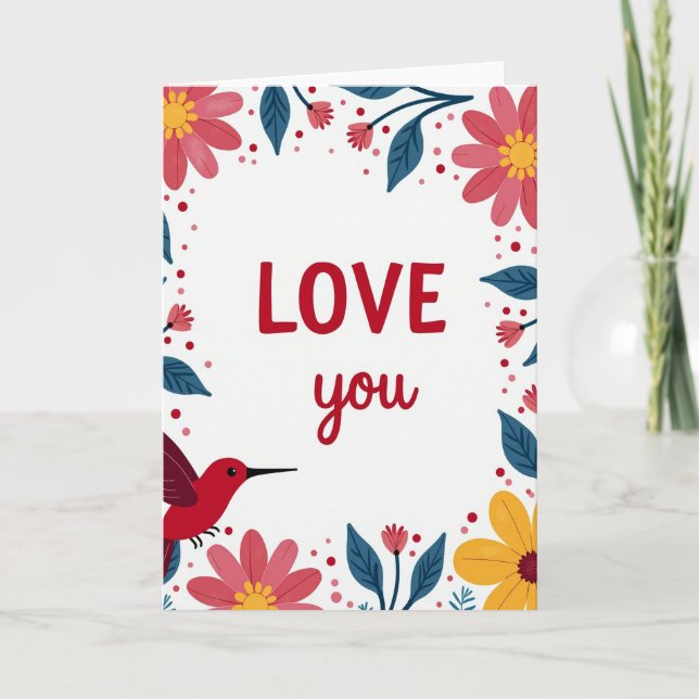 Tarjeta floral de amor romántico (Anverso)