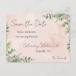 Tarjeta floral de aviso de fecha de la boda