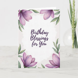 Tarjeta floral de bendiciones de cumpleaños