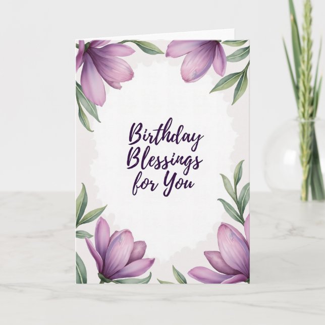 Tarjeta floral de bendiciones de cumpleaños (Anverso)