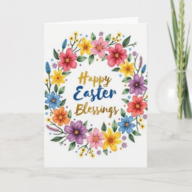 Tarjeta floral de bendiciones de Pascua (Anverso)