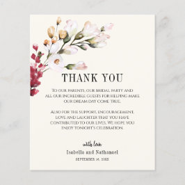 Tarjeta Floral de bienvenida de boda