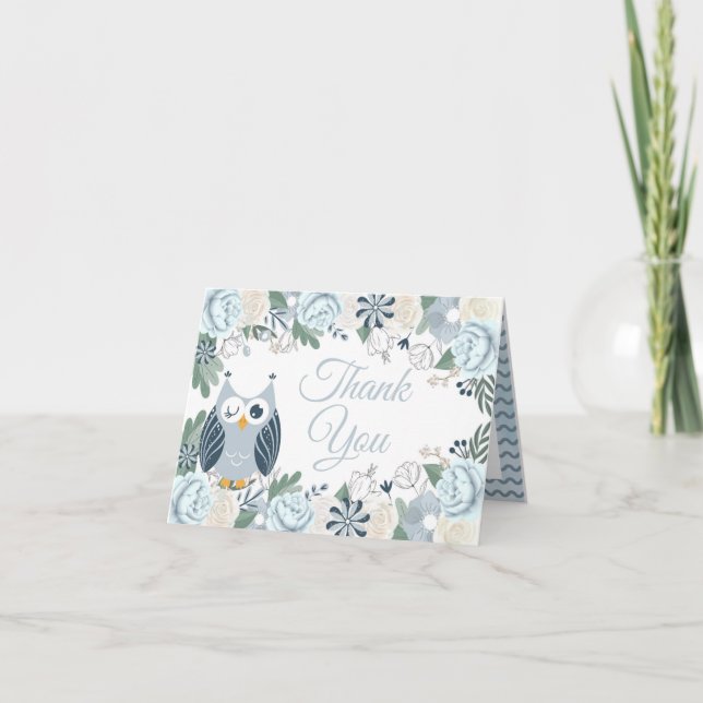 Tarjeta Floral de búho azul (Anverso)