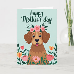 Tarjeta floral de cachorro mate de amor