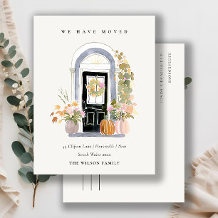 Tarjeta floral de calabaza de otoño para puerta pr