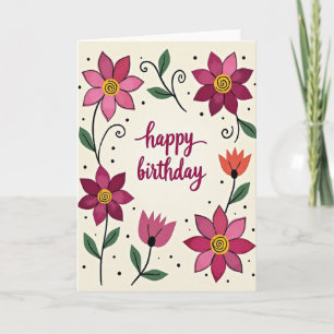 Tarjeta floral de celebración de lunares