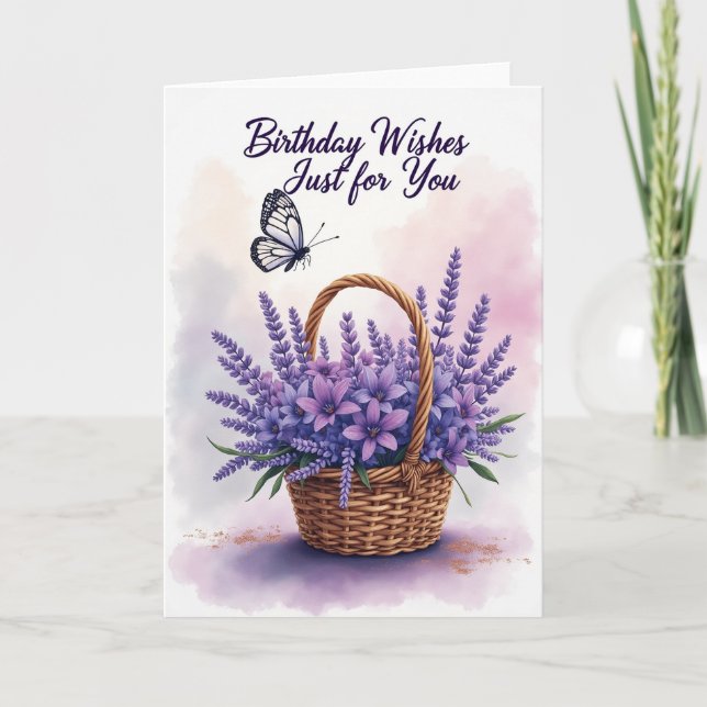 Tarjeta floral de cesta de cumpleaños dulce (Anverso)
