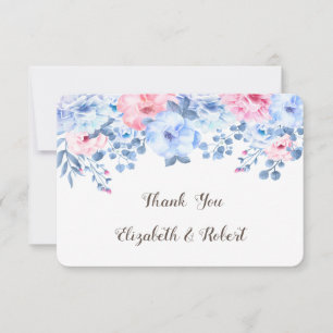 Tarjeta Floral de color azul romántico