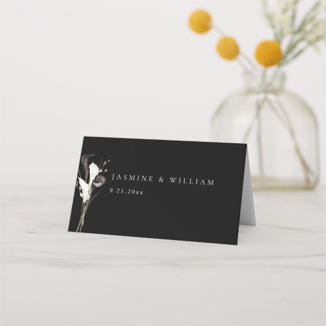 Tarjeta Floral de color blanco y negro (Reverso)