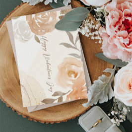 TARJETA FLORAL DE COLOR DE AGUA MARRÓN SENCILLA DE VALENTI